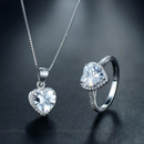 Conjunto de Prata Coração Brilhoso