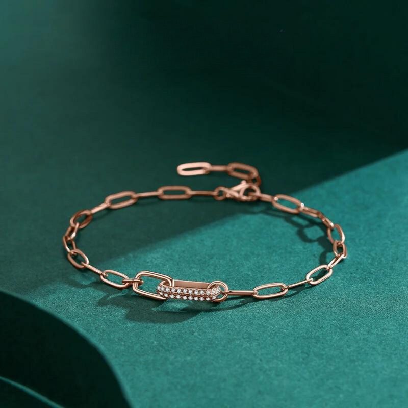 Pulseira de Prata Corrente com Zircônia