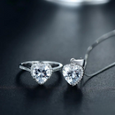 Conjunto de Prata Coração Brilhoso