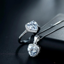 Conjunto de Prata Coração Brilhoso