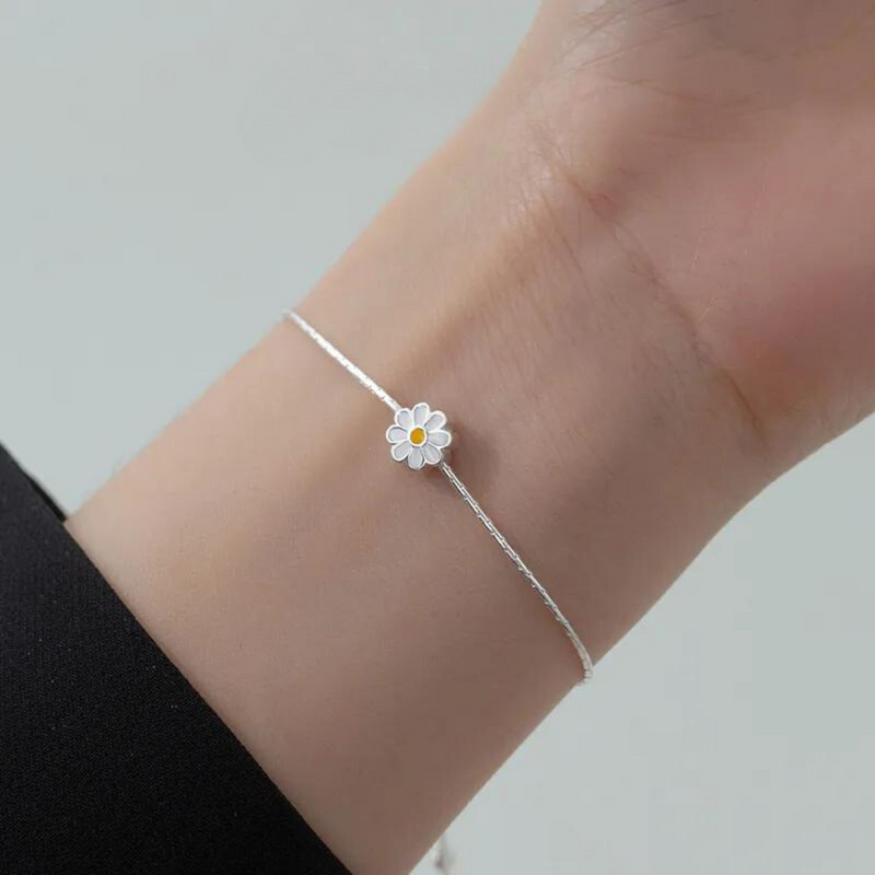 Pulseira de Prata Clássica Margarida