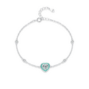 Pulseira de Prata Coração Brilhante Cravejado