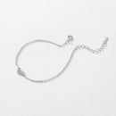 Pulseira de Prata Crássica com Coração Cravejado